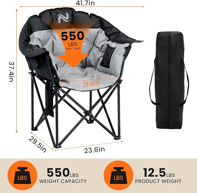 NAIZEA Heated Massage Camping ChairsHeated Outdoor Chair w/3 Heating Mode XL Oversized Heated Chair for Adults Heavy Duty Folding Camping Chairs for CampFishing Sports EventsNOT Included Battery