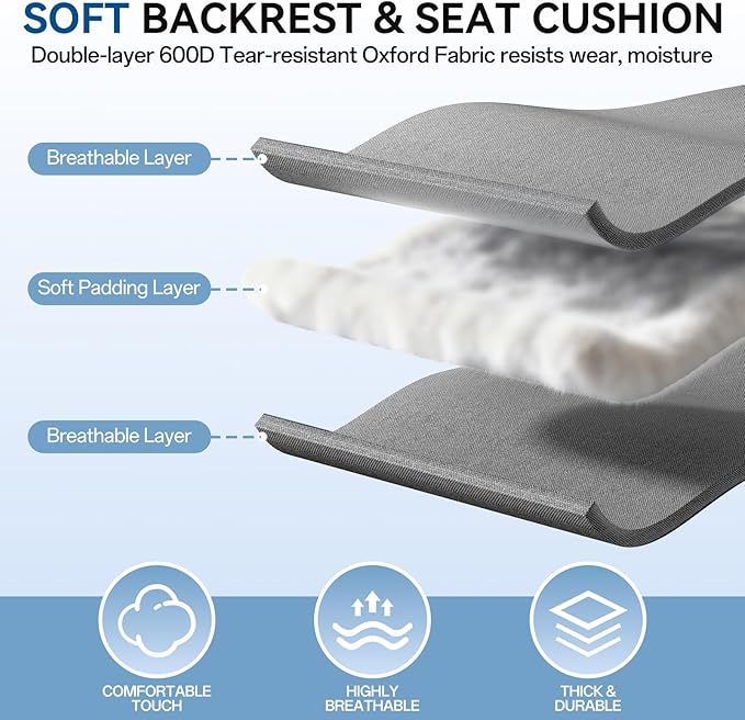 Oversized Heated Camping Chair Folding Heated Outdoor Chair with Back &amp Seat Heating Heavy Duty Support 400 lbs Portable Heated Camp Chair for PatioTailgating Picnic Battery NOT Included Gr