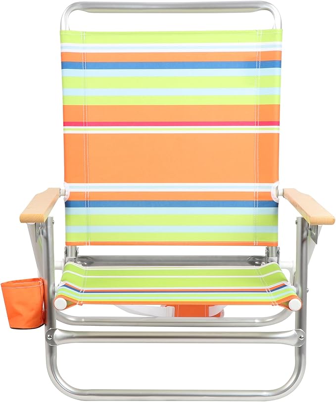Portal Beach Chair 4 Position Folding Beach Chairs with Backpack Straps Lightweight Low Beach Chairs for Adults Support up to 225 lbs Green