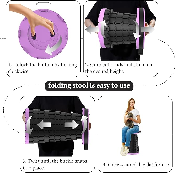 2026 Upgraded Portable Folding Stool Collapsible Stools 600lbs Max Weight Lightweight But Sturdy Telescoping Foldable Camping Stool for Outdoor Fishing Hiking Travel BBQ