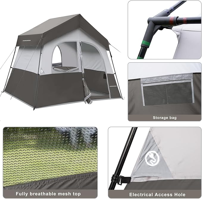 HIKERGARDEN 6-8 Person Camping Tent - Portable Family Cabin Tent for Camp Windproof Fabric Camp Tent Outdoor for Hiking Backpacking Traveling