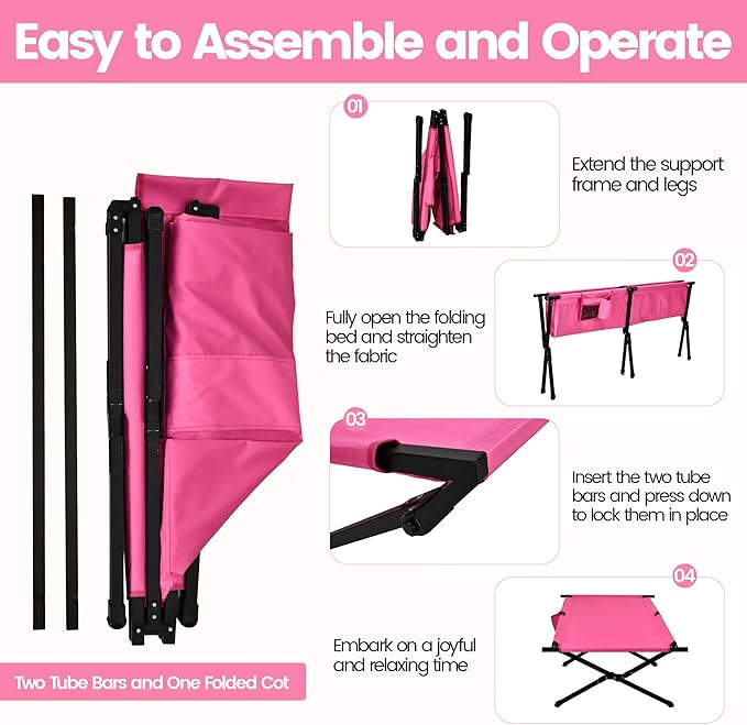 Portable Camping Cot for Adults 300lbs Heavy Duty Folding Bed with 60s Quick Setup Compact &amp Lightweight for Outdoor Guest Office Nap Hospital Stay