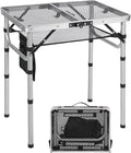 RedSwing Folding Grill Table Lightweight Height Adjustable Aluminum Table with Mesh Desktop and Mesh Bag for Outdoor Camping Picnic BBQ 2 Feet Sliver