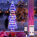 4.6FT LED Christmas Tree Ladder Lights with Remote Plug-in Christmas Window Lights IP65 Waterproof Timer 8 Lighting Modes Window Hanging Light for Indoor Outdoor Wall Door Garden