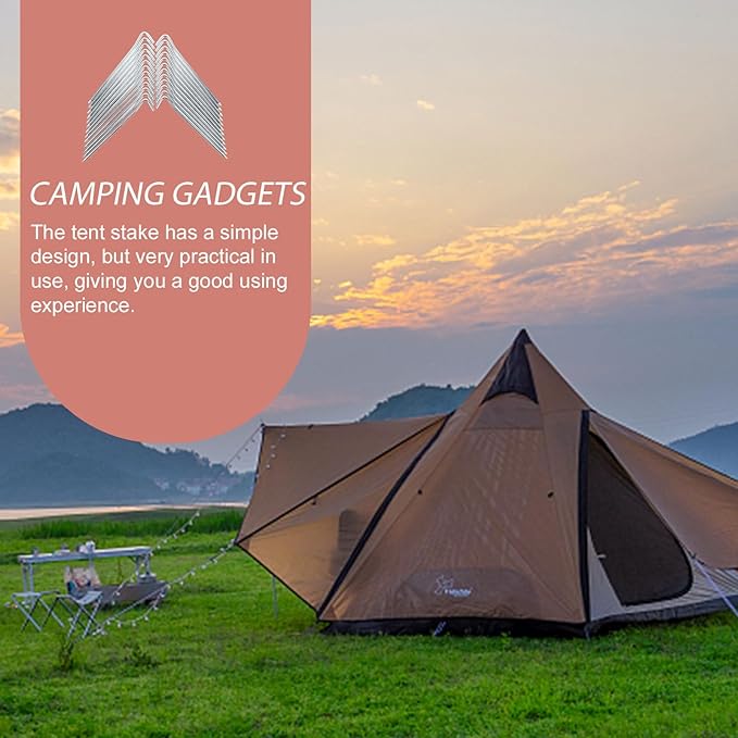 Angoily 25pcs Metal Tent Pegs Galvanized Iron Camping Stakes Outdoor Tent Nails for Ground Fixing Awning Rope Anchors Sturdy Garden Spike for Hiking and Shelter