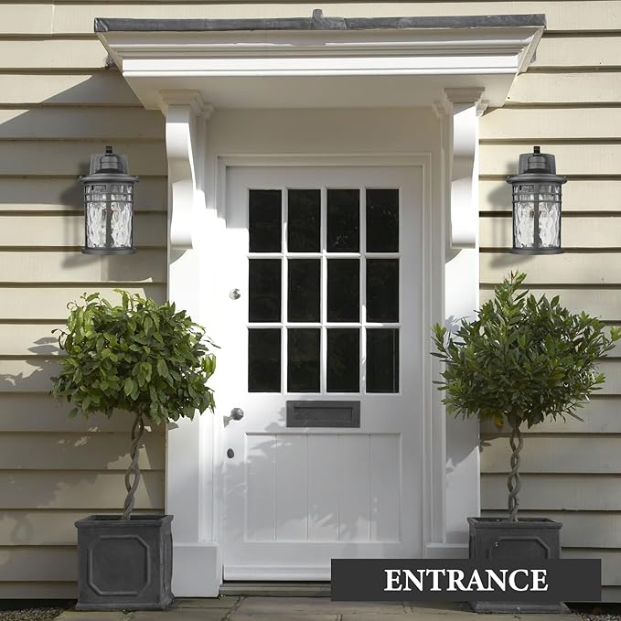Darkaway 2pcs Large Outdoor Porch Lights Wall Mount 15inch Outside Light Fixtures Sconces Wall Lighting with Water Ripple Glass Waterproof Exterior Lights for Patio Yard Garage