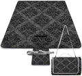 Gothic Skulls Damask Style Black White Waterproof Outdoor Picnic Blanket Sandproof Beach Mat for Camping Hiking Grass Travelling
