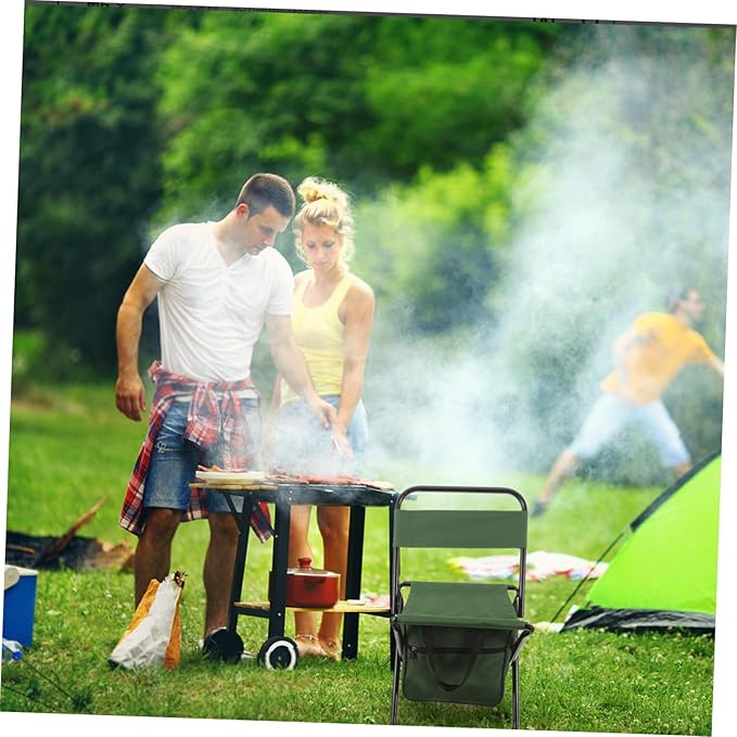 Yardwe Outdoor Folding Chairs Portable Chair Green Folding Chair Storage Bag for Fishing