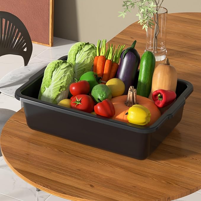 24 L Commercial Bus Tub Black Restaurant Grade Bus Box 4-Pack