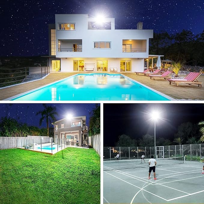 400W LED Stadium Flood Light Outdoor2400W Equivalent 50500LM 5000K Daylight White Super Bright FloodLight with Plug85-277V IP66 Waterproof Commercial Lighting for Sports FieldsCountsArena