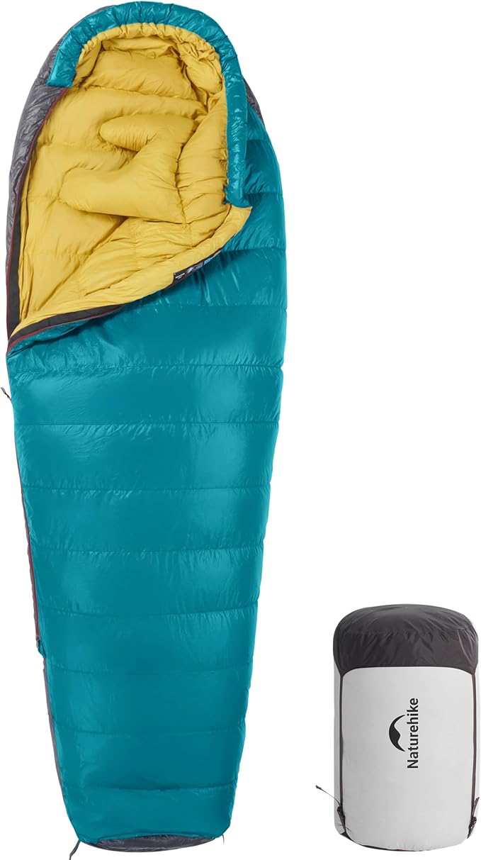 Naturehike 0 Degree RDS Down Mummy Sleeping Bag for Adults 650 Fill Power Cold Weather Backpacking Sleeping Bag for Camping Hiking -1℉ 18℉ 30℉ YKK Zipper
