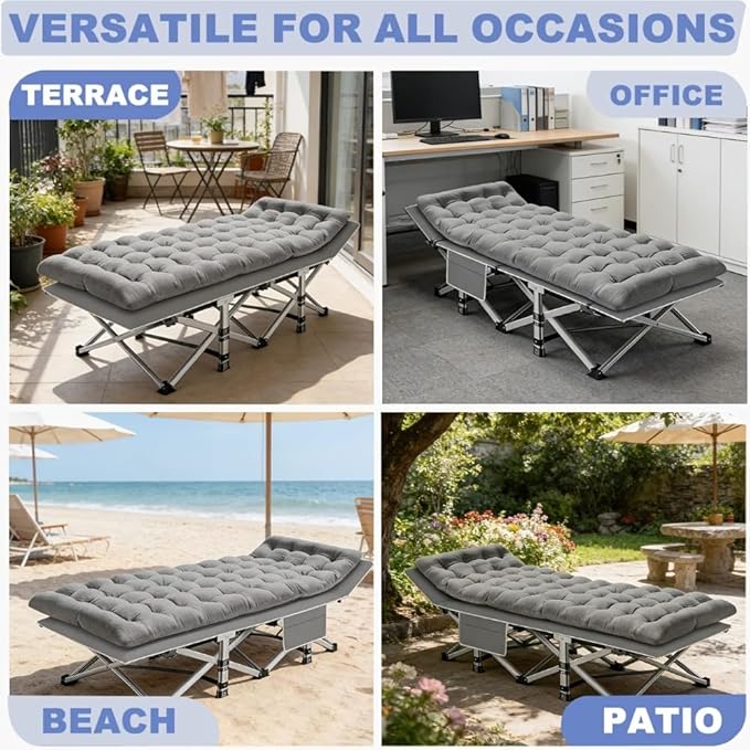 Camping bed with a load capacity of 560/660/760 lbs with a mattress and a storage bag. It is a foldable and easy-to-store guest bed A version without a mattress is also available (Grey 560lbs)