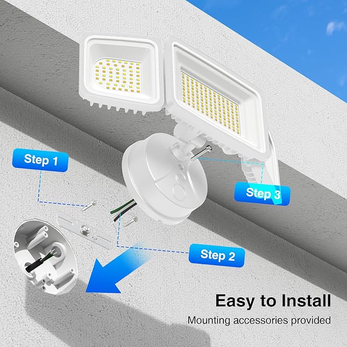 Onforu 100W Smart LED Security Flood Lights Outdoor 9000LM Brightness Adjustable WiFi Alexa Flood Light APP Control Tunable 2700K-6500K Exterior Floodlight with 3 Adjustable Heads for Yard Garage
