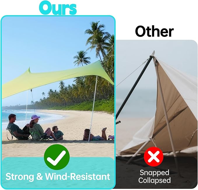 2 Pack Replacement Beach Tent Poles Compatible with Neso Portable Extra Poles for Beach Tent 6.56ft Pole Aluminum Canopy Foldable Pole Compatible with Neso Grande and Gigante Tents