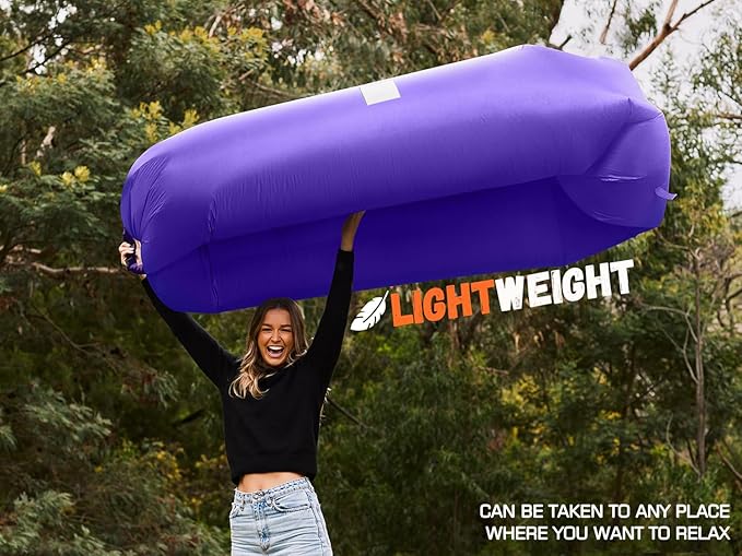 WEKAPO Inflatable Couch Air Lounger Chair - Camping &amp Beach Accessories Portable Blow up Sofa for Hiking Lawn Indoor/Outdoor Movies &amp Music Festivals. Lightweight and Easy to Set Up Air Ham