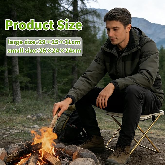 Foldable Backpack Stool - Portable 2-in-1 Camping Chair Converts to Satchel Heavy Duty Supports 330lbs for Hiking Fishing Camping &amp Outdoor Travel with Storage Pouch (Green Large)