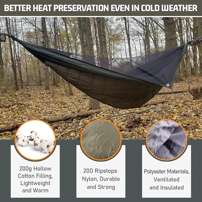 Ultralight Hammock Underquilt for Hammock Camping Backpacking &amp 2 Telescoping Tarp Poles Heavy Duty 7.67ft Aluminum Tent Poles for Tarp with Rubber Cap