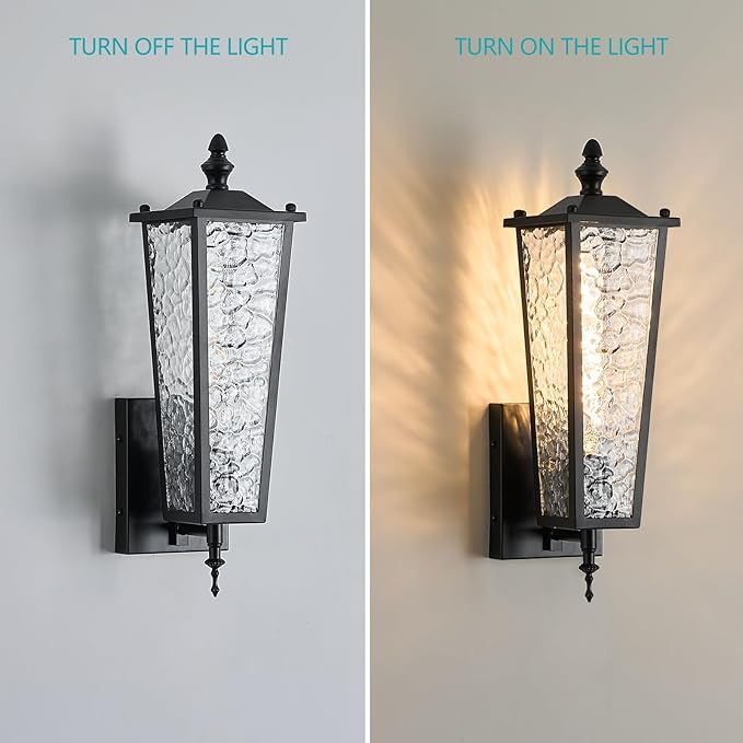 2-Pack Outdoor Wall Light Black Exterior Lighting Fixture with E26 Sockets &amp Clear Glass 17.7in Waterproof Porch Wall Lanterns for GaragePatioFront DoorHouse