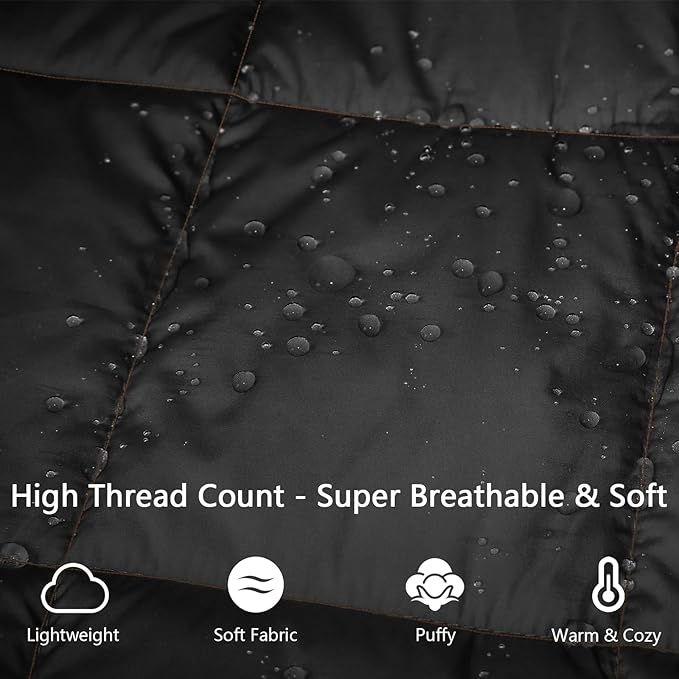 Camping BlanketLightweight Puffy Blanket Packable Down Alternative Throw Blanket Waterproof Windproof for Outdoors Travel Beach Airplane Hiking
