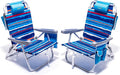 SUNNYFEEL Beach Chairs for Adults 2 Pack 5 Position Lay Flat Portable Folding Backpack Beach Chair Heavy Duty with Cooler Bag Cup Holder for Outdoor/Lawn/Picnic Foldable Camping Chair