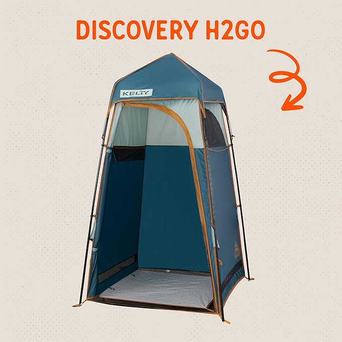 Kelty Discovery H2GO Privacy Shelter Campsite Shower and Changing Shelter Zippered Entry Steel Pole Frame Freestanding