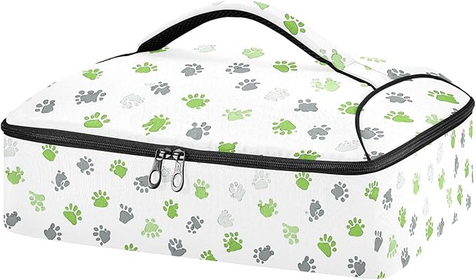 Casserole Carrier Dog Paw PrintsInsulated Casserole Carrier for Hot or Cold Food Thermal Lunch Tote for Potluck Parties Picnic Beach Fits 9 x 13 Inches Baking Dish