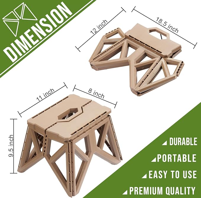 Tactical Folding Step Stool Portable Small Chair Collapsible for KitchenHiking Stool Backpacking Camping Fishing and Hunting (Black)