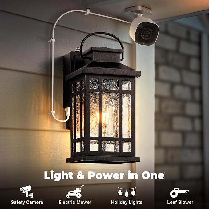 Dusk to Dawn Outdoor Lighting with GFCI Outlet Modern Oil Rubbed Bronze Exterior Light Fixtures Anti-Rust Outdoor Lights for House Garage Patio Doorway 100% Aluminum Waterproof