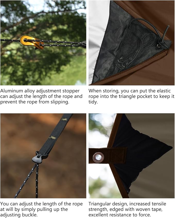 Ultralight Tarp 14ft Hammock Rain Fly Lightweight Waterproof Camping Tent Tarp with Doors Bushcraft Tarp Shelter for Backpacking Hiking Camping
