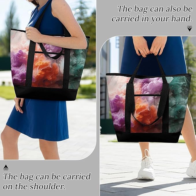 Insulated Shopping BagLarge Reusable Cooler Bags Colorful Printed Foldable Shopping BagTravel Waterproof Shoulder Bag