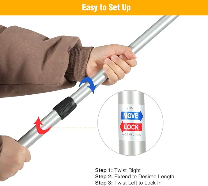 REDCAMP Aluminum Adjustable Camping Tarp Poles Set of 2 90 Telescoping Lightweight Tent Poles for Shelter Hammock Rain Fly Awning