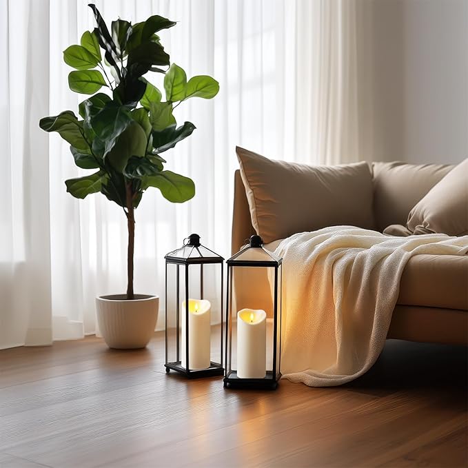Amagic 4” x 9” Large Outdoor Waterproof Flameless Candles with Remote Battery Operated Candles with Timer Flickering Fake LED Pillar Candle for Patio Yard Porch Decor Ivory White Set of 2