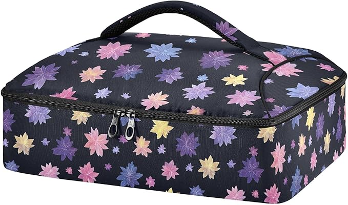 Casserole Carrier Star-shaped Flowers PatternInsulated Casserole Carrier for Hot or Cold Food Thermal Lunch Tote for Potluck Parties Picnic Beach Fits 9 x 13 Inches Baking Dish