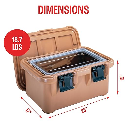 Cambro Insulated Food Pan Carrier - 8 Inch Deep Hotbox and Food Warmer for Catering &amp Transport - Top Load S-Series (Beige)