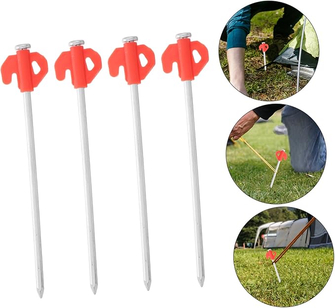 Balacoo 20Pcs Heavy Duty Windproof Metal Tent Stakes Durable Ground Pegs for Camping Canopies and Garden Decorations Effortless Installation and Reliability