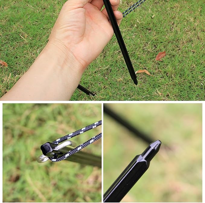 Camping Gear Camping Tent Stakes Aluminium Tent Stakes Peg Garden Ground Anchors with Hook Windproof Camp Tent Spikes Canopy Nails