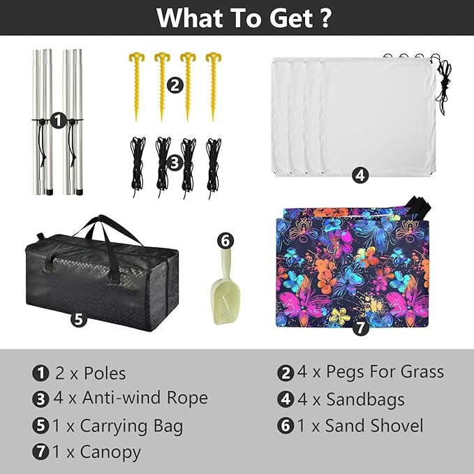 Camping Sun Shelters Pattern Blue and Pink Flowers Print Beach Canopy 126 * 110.2in