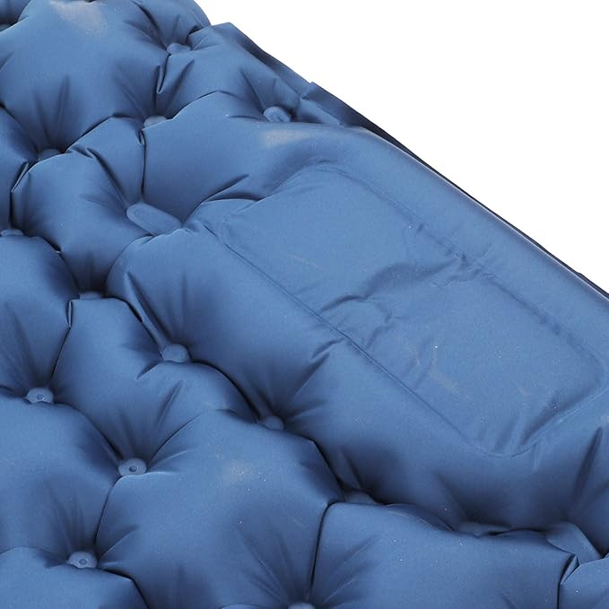 Outdoor Air Mattress Portable Proof Double Inflatable Camping Mat Navy Blue with Built in Foot Pump Durable 210T Fabric for Camping Hiking Backpacking
