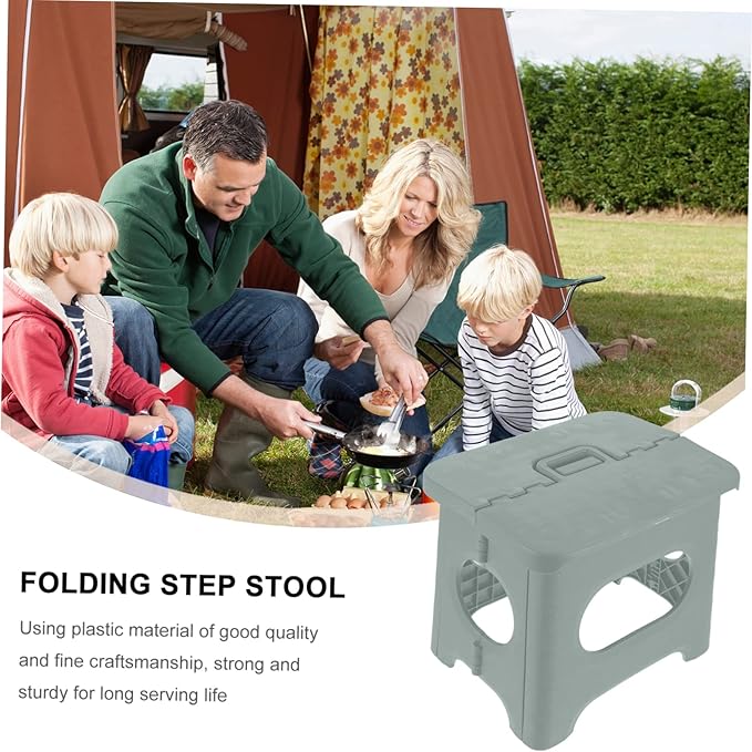Unomor Folding Step Stool Lightweight Portable Plastic Stool for Adults Boy Girl for Kitchen Bathroom Garden Camping Fishing and More