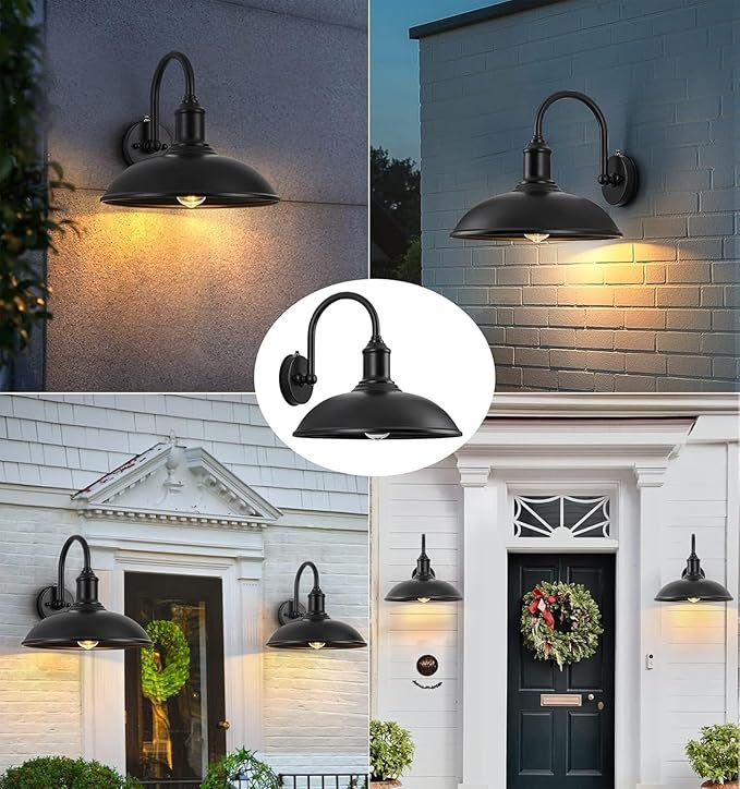 15in Dusk to Dawn Barn Lights Steel Galvanized and Powder-Coated for Outdoor Use in Farms Barns and Commercial Spaces