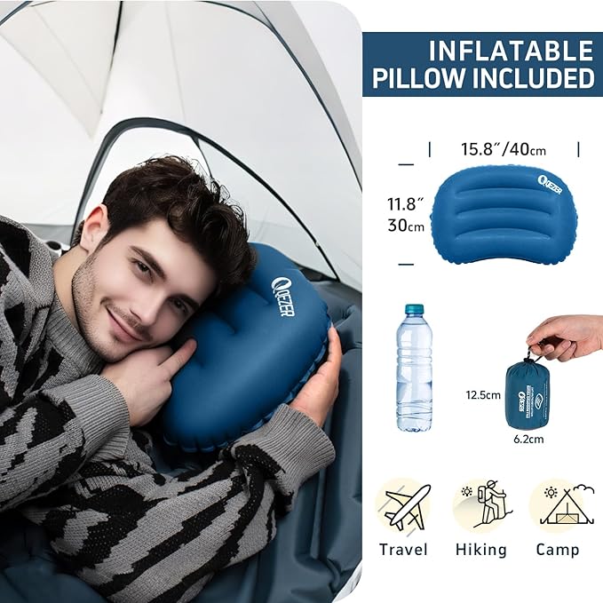 Summer Sleeping Bag with Sleeping pad and Detachable Inflatable Pillow