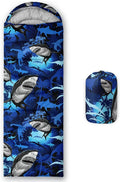 BailiPromise Shark Printed Camping Sleeping Bags3 Season Warm &amp Cool WeatherLightweightWaterproof Sleeping Bags for Adults &amp KidsTravelingand OutdoorsCamping Gear Equipment31x90inch St