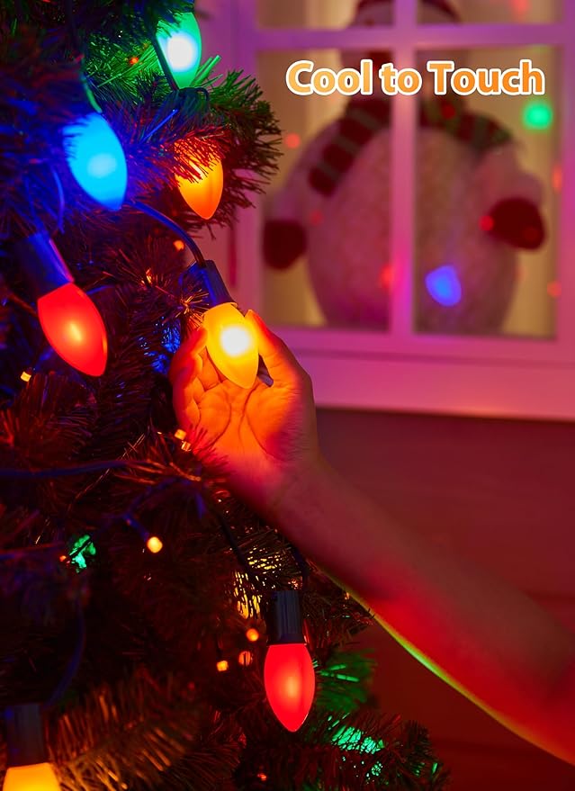 Vintage C9 LED Christmas Lights Outdoor 150 Feet C9 String Lights with 75 Shatterproof C9 Bulbs Waterproof Connectable Commercial Christmas Tree Lights for Outside Roofline Patio Decor Multicolor