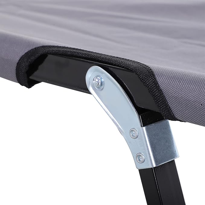 Gray Double Portable Camping Cot - 50-Inch Wide Elevated Steel Bed 300 lbs Weight Limit Foldable with Travel Bag for Outdoor Adventures