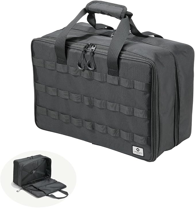 CAMPINGMOON Storage Bag Double-layer for Camping Stove IGT Tabletop Flat Burner Carry Case Black BK-46