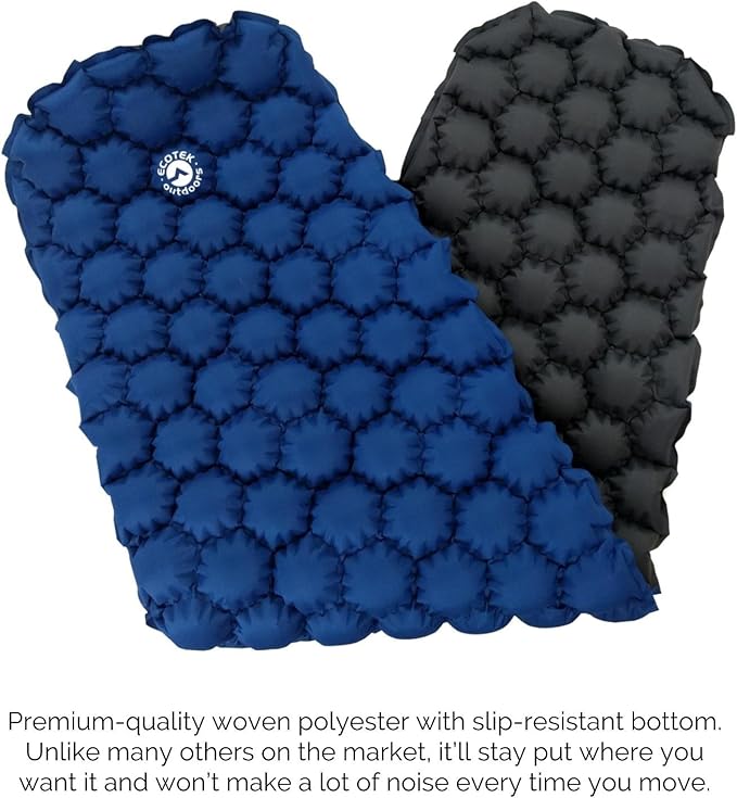 ECOTEK Outdoors Hybern8 Ultralight Inflatable Sleeping Pad with Contoured FlexCell Honeycomb Design - Easy to Inflate Comfortable Lightweight Durable and Hammock Approved [Ocean Blue]