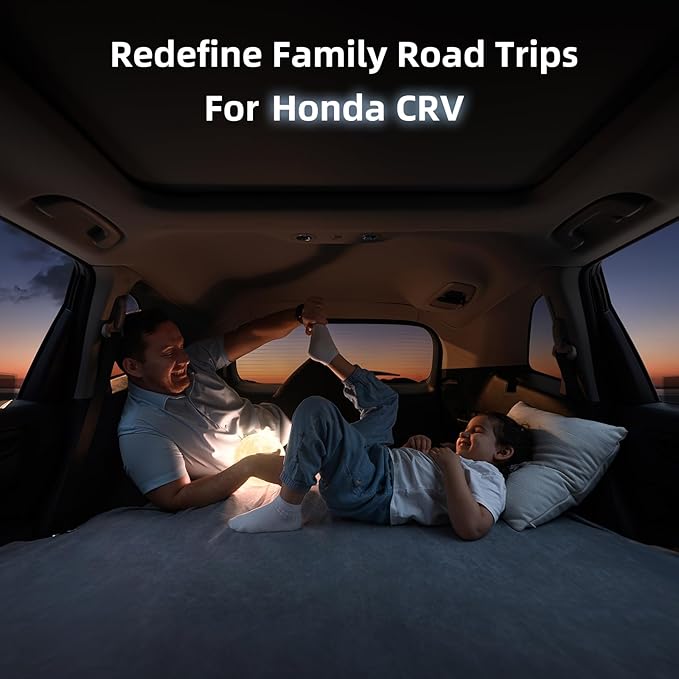AutoLevel 4” Foam SUV Air Mattress for Honda CRV – Flat Backseat Camping Bed with Built-in Pump Slope-Cancel Design Waterproof TPU Surface – Ideal for Road Trips &amp Car Sleeping (CR-V Hybrid)