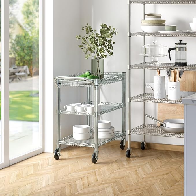 Apply to 3-Tier Heavy-Duty Commercial Utility Cart - NSF Certified Durable Storage Solution for Home Office and Warehouse