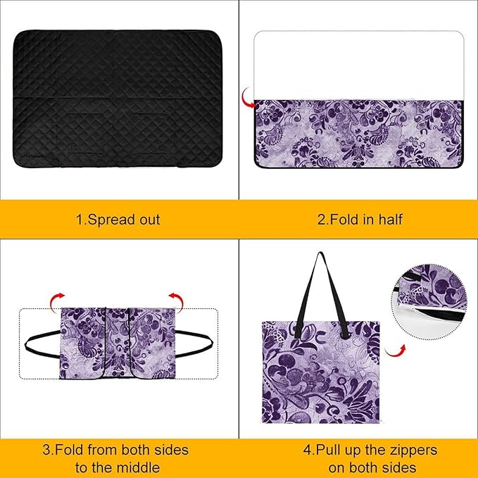 Zipper Purple Lace Pattern Style Picnic Mat Suitable for Travel Camping Park Or Home Use