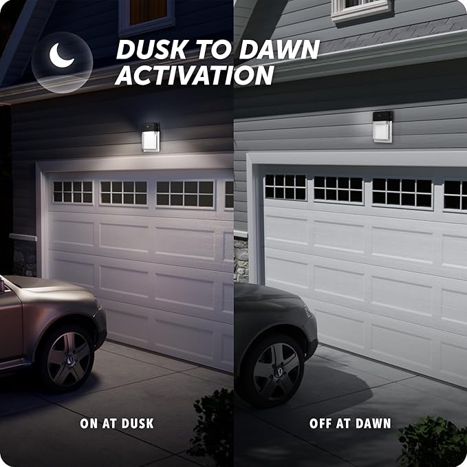 Globe Electric 23W Black Wall Pack 2000 Lumens Hardwired Automatic Dusk to Dawn Outdoor Integrated LED Flood Light Security Light Spotlight Outside House Lights